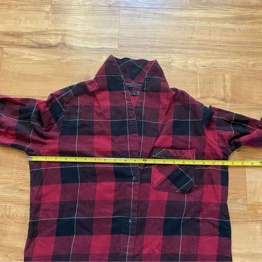 PRANA S Frosty Flake Organic Cotton Buffalo Plaid Flannel Pajama Top Winter Warm